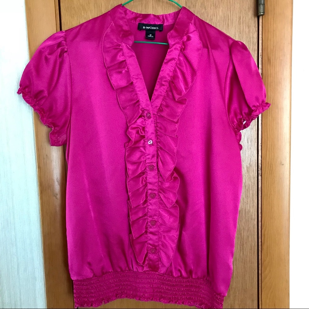 Pink Satin Ruffle Top 🎀